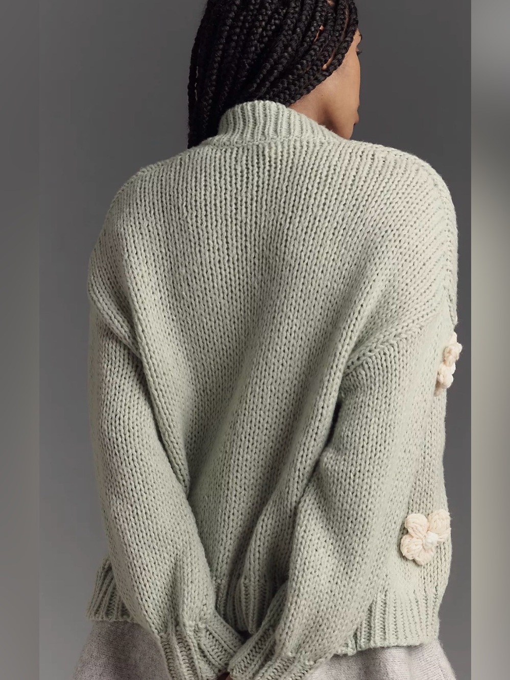 🥝🥗🌳🍵Maeve Sage Green Crocheted Flower Cardigan - Picture 9 of 9